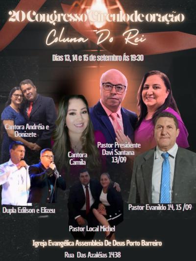 20Âº Congresso do CÃ­rculo de OraÃ§Ã£o da Assembleia de Deus em Porto Barreiro inicia hoje (13/09)
